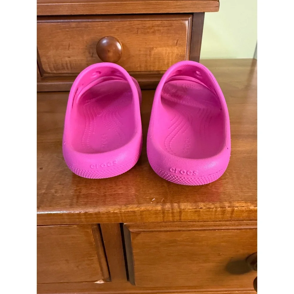 Crocs Classic Slide Kids Electric Pink Two Strap Sandals Junior size 1 flip flop